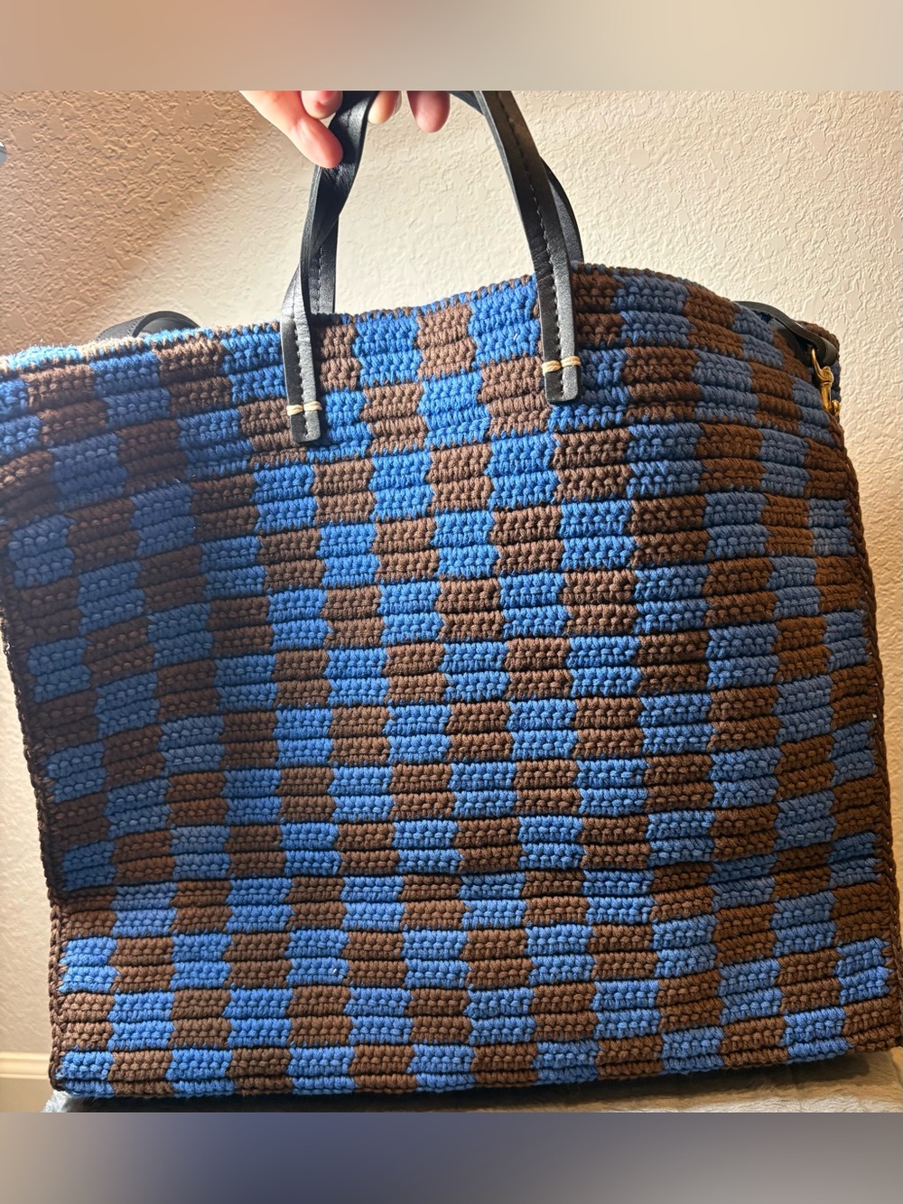 NEW Clare V Summer Simple Tote in Blue and Chocolate - Picture 7 of 9